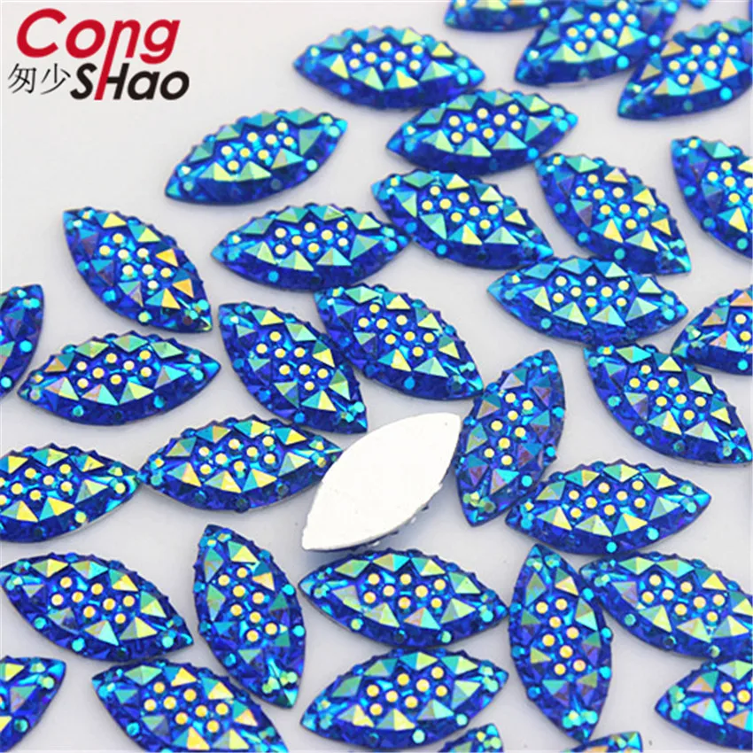 100pcs 7*15mm AB Crystal Resin Flatback Rhinestone Horse Eye Crystal Stones Non Hotfix Scrapbook Strass for wedding Crafts WC192