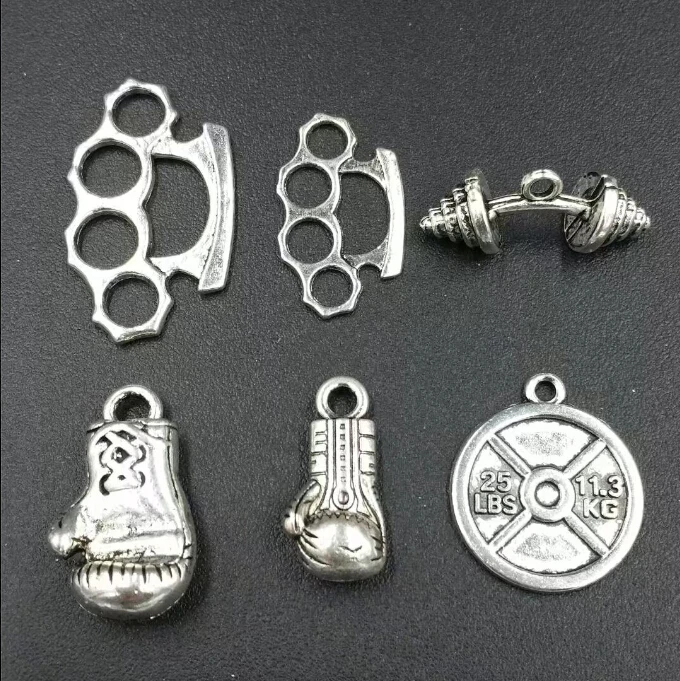 Vintage Boxing gloves, dumbbells, boxing gloves Charms Pendants Fit Jewelry Making Craft DIY Accessories  C102