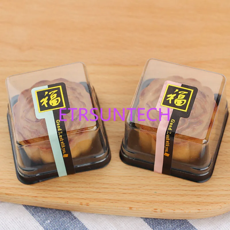 1000sets Plastic Cake Box Single Individual Cake Boxes Golden or Black Bottom Mooncake Pvc Boxes Food Gift Packaging