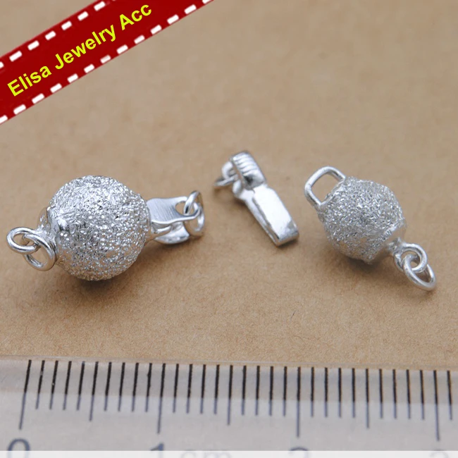 8mm Ball Dull Polish Silver Clasp S925 Sterling Silver Necklace&Bracelet Connector Clasp 3Pcs/Lot