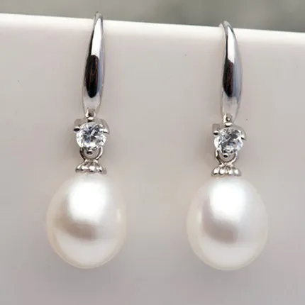 ZHBORUINI High Quality Natural Freshwater Pearl Earrings 925 Sterling Silver Pearl Jewelry 8-9mm Water Drop Earring Girl Women