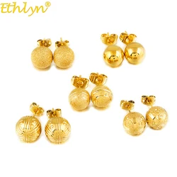 Ethlyn Gold Color Ball Earrings For Women Stud Girls Female Jewelry Bead Round Ethiopian African American European New Earring