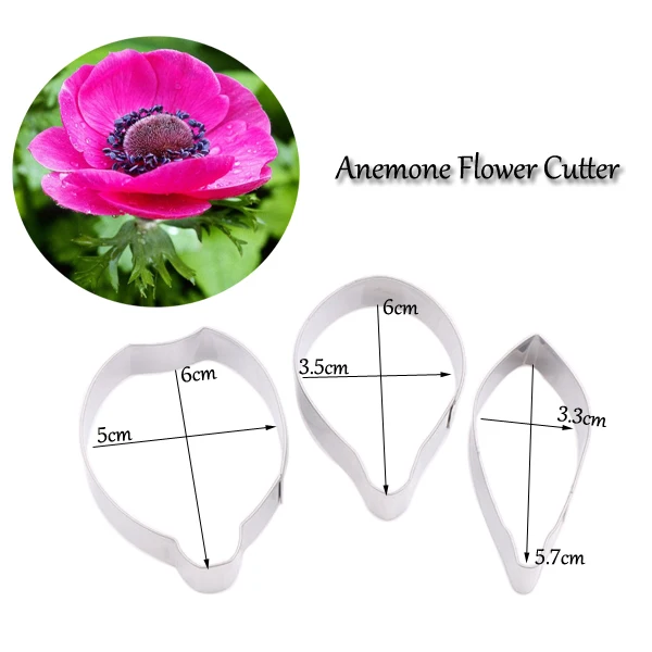 Anemone Flower Leaf Veiners Silicone Mold Water Paper Cake Decorating Tools Gumpaste Fondant Clay Flowers Wedding Mold CS375