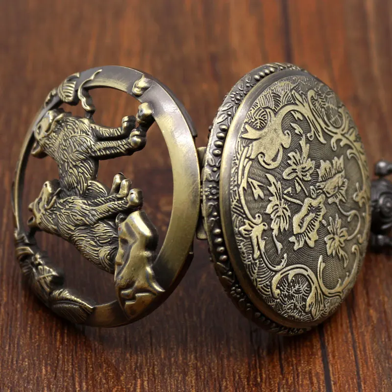 Orologio da taschino Vintage in bronzo per cani da donna orologio da uomo con catena regalo relogio