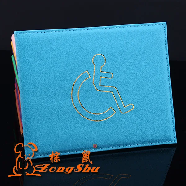 ZONGSHU Pu Leather Disability Card Cover Red Disabled Identity Case Blue Handicapped Id Bags (Customization Accepted)