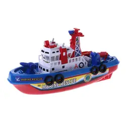 Fast Speed Music Light Electric Marine Rescue Fire Fighting Boat Toy for Kids