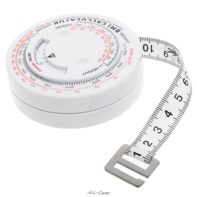 BMI Body Mass Index Retractable Tape 150cm Measure Calculator Diet Weight Loss Tape Measures Tools