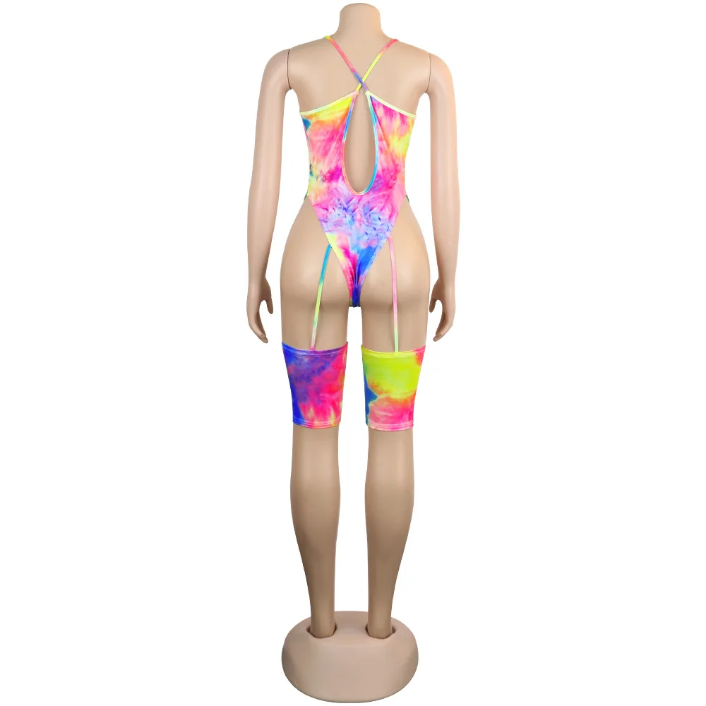 BKLD Sexy Bodys Frauen Ärmellose Sommer Strand Party Clubwear Strampler Frauen Overall Backless Verband Tie Dye Body 2019