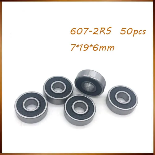 

50 шт., подшипники 607-2RS 6072rs 607RS 60017-2RS ABEC, стальные игрушечные подшипники, шарикоподшипники 7*19*6 мм