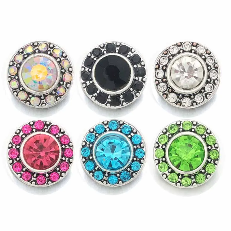 Wholesale Crystal Flower 036 Rhinestones Metal Snap Buttons Fit 12mm Snap button bracelets Earrings necklace For women