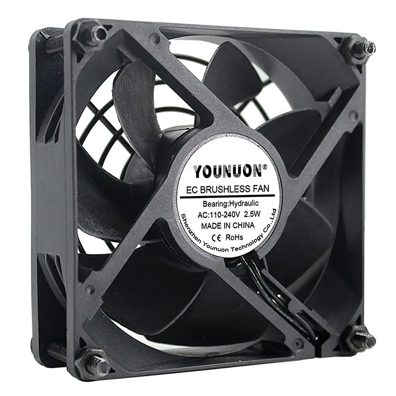 Ventilador hidráulico sem escova, 80mm 8m 8025 ec, ventilador ac 110v 115v 120v 220v, ventilador axial 80mm x 80mm x 25mm acompanha anéis/grelha