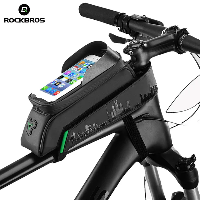 ROCKBROS Bicycle Front Tube Bags GPS Phone Touch Screen Waterproof Frame Panniers For 5.8/6 Inch MTB Road Cycling Accessories