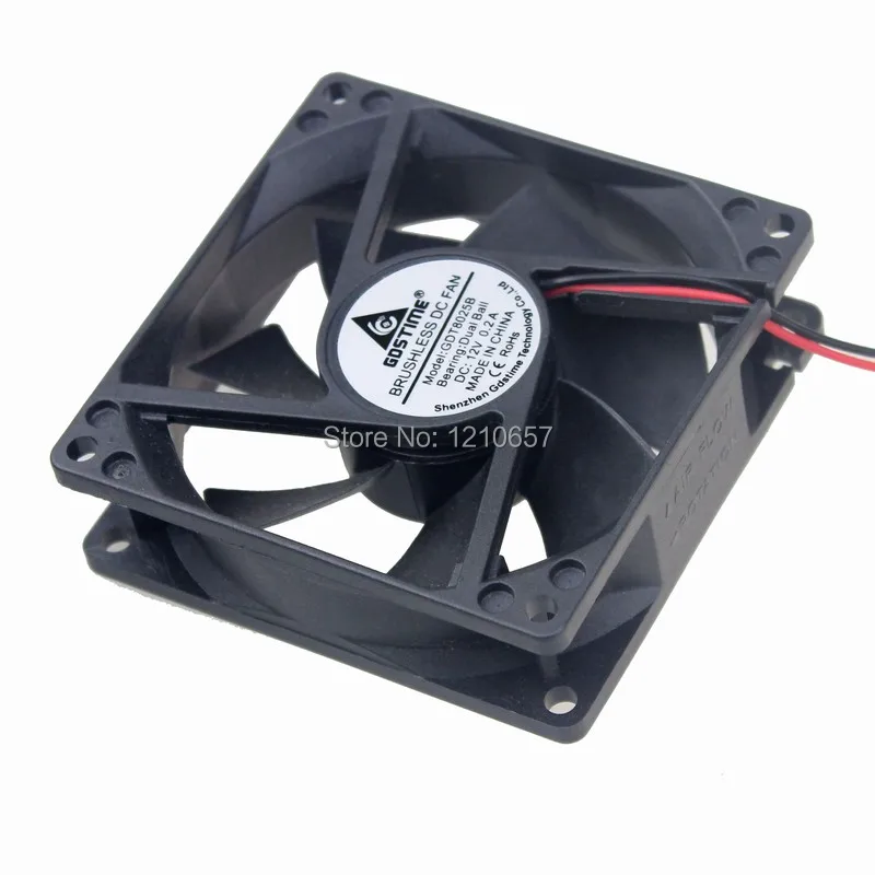 

5Pieces LOT Gdstime DC 12V 2P 80mm 80x80x25mm 8025B Axial Ventilation Dual Ball Cooler Fan