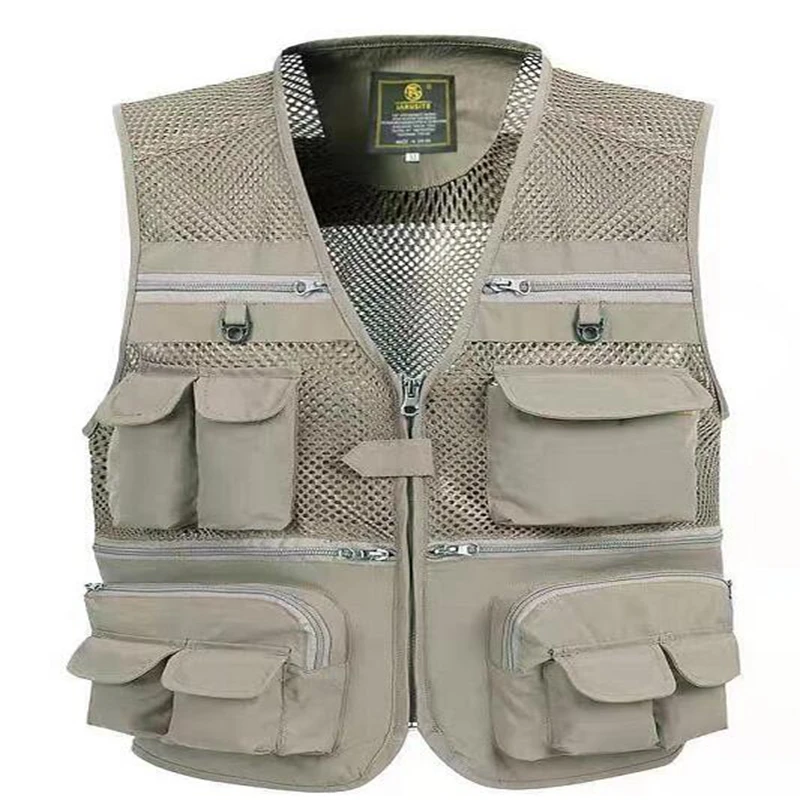 Brieuces Summer Outdoors Tactical Mesh Vest Men Breathable Shooting Multi Pockets Vest Shooting Waistcoat Sleeveless Jacket coat