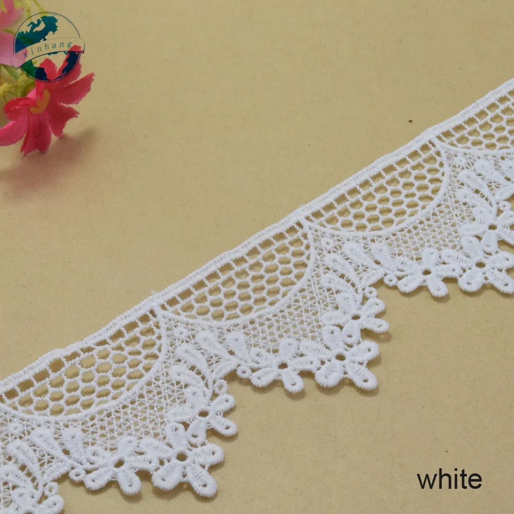 5.9cm Width White Polyester Embroidery French Lace Ribbon Fabric Guipure Diy Trims Warp Knitting Sewing Garment Accessories#3728