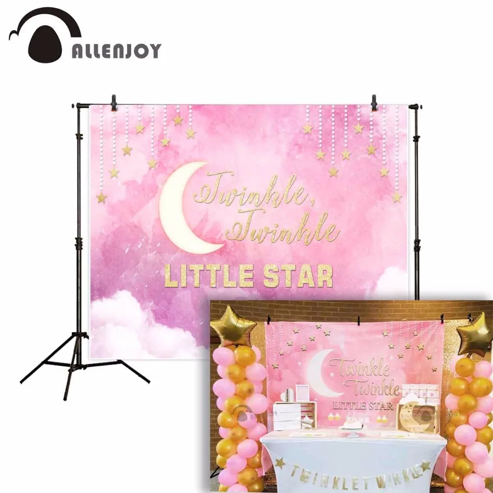 

Allenjoy photography backdrop Pink twinkle little star birthday theme children's photographic backgrounds photo studio