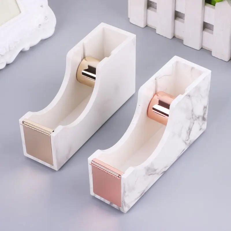 MIRUI Creative Marble Desktop Adhesive Tape Dispenser Rose Gold Cutter Metal Core Student Stationery Gifts Office School Supply