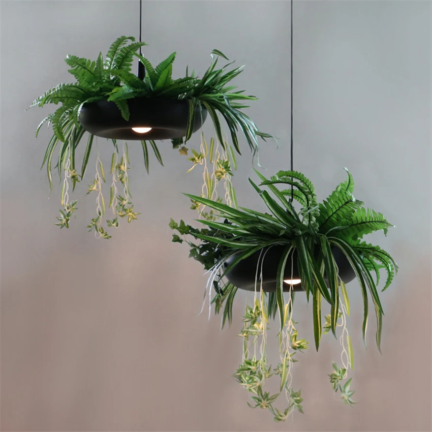 Sky Garden Potted Plant Pendant Lights Garden Restaurant Bar Balcony Green Plant Pendant Lamps Nordic Dining Room Deco Fixtures