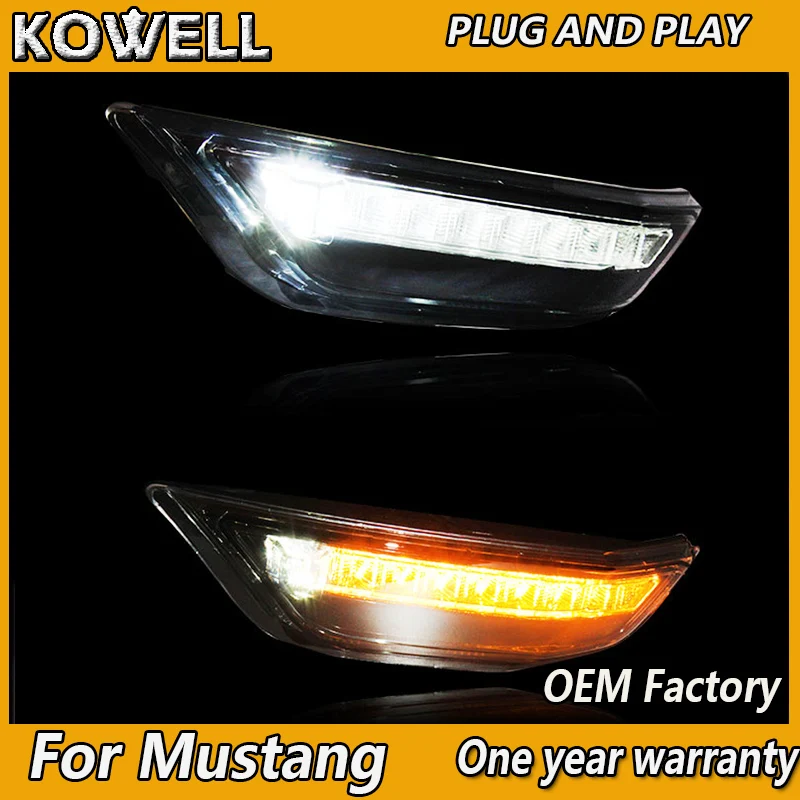 

KOWELL Car Styling for Ford Mustang daytime running light 2015-2018 LED Front bumper light DRL+turn signal LED Accessories