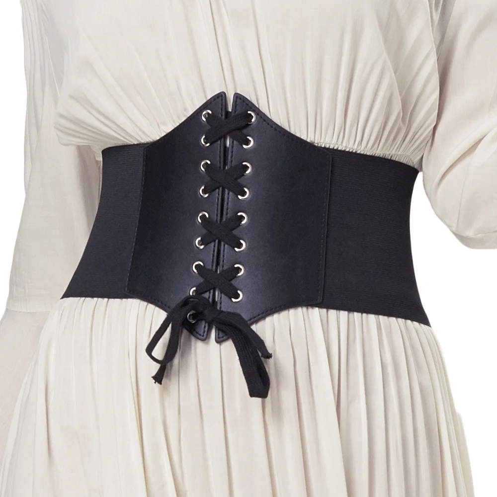 

Grace Karin S-3XL Corset Belt Women Fashion Lace Up PU Leather Luxury Belt Cinch Tie Corset Waist Wide Belt Waistband