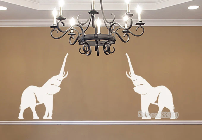 

New Arrivals Wall Great Elephants Art Decal Vinyl Removable Wall Sticker Living Room A pair Elephants Sofa Wall DIY Decor LA342