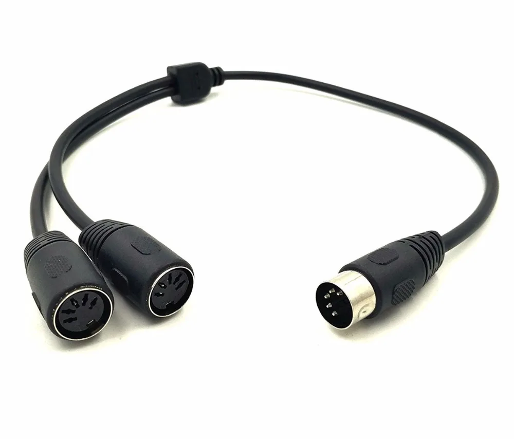 MIDI DIN 5-контактный разветвитель Y-адаптер Кабель MIDI 5-контактный разъем «папа» на двойной 2 x DIN-5 «мама» Удлинительный аудиокабель MIDI-клавиатура MIDI 0,5 м