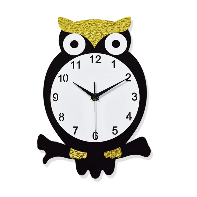 MEYA Acrylic Creative Owl Wall Clock ,Wall Mounted Decorative Quite Owl Wall Clock Stickers