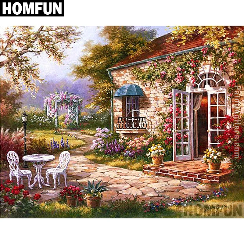 

HOMFUN Full Square/Round Drill 5D DIY Diamond Painting "House Garden" Embroidery Cross Stitch 5D Home Decor Gift A06735