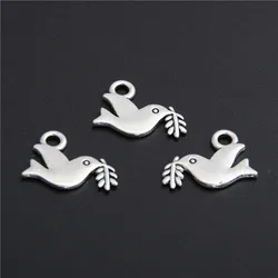 50pcs Tibetan Silver Color Peace Dove Charms Pendants For Bracelet Necklace Peace Jewelry Making DIY Accessories A2765