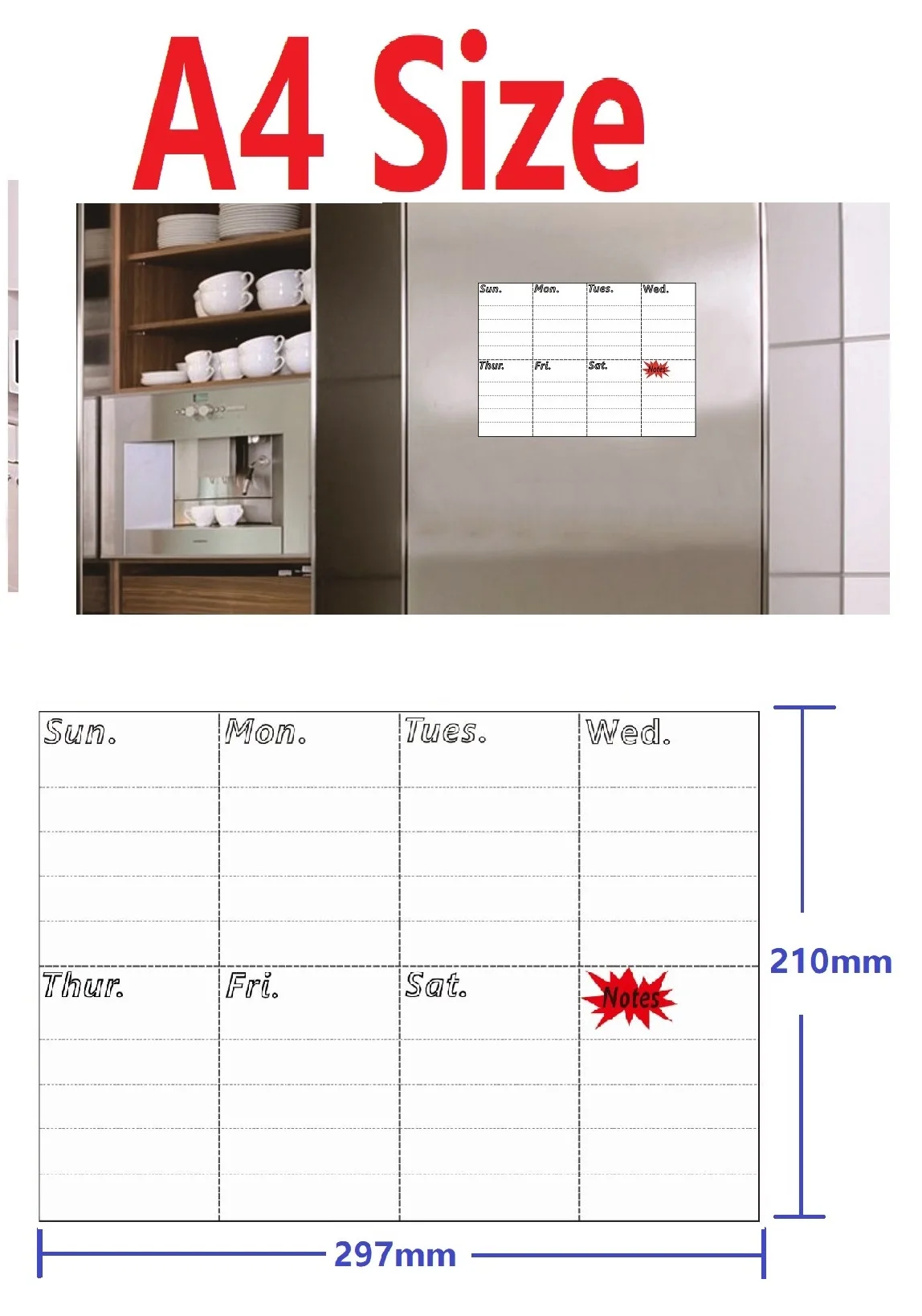 A4 Magnetic Menu Board for Fridge Sticker Weekly Planner Grocery To Do List Notepad Kitchen Refrigerator Magnet Whiteboard