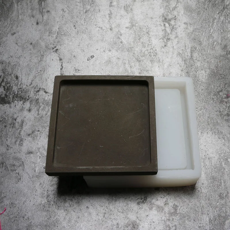 Forma quadrada bandeja de concreto molde de silicone molde de argila artesanato molde vaso de cimento diferentes tamanhos bandeja molde de gesso