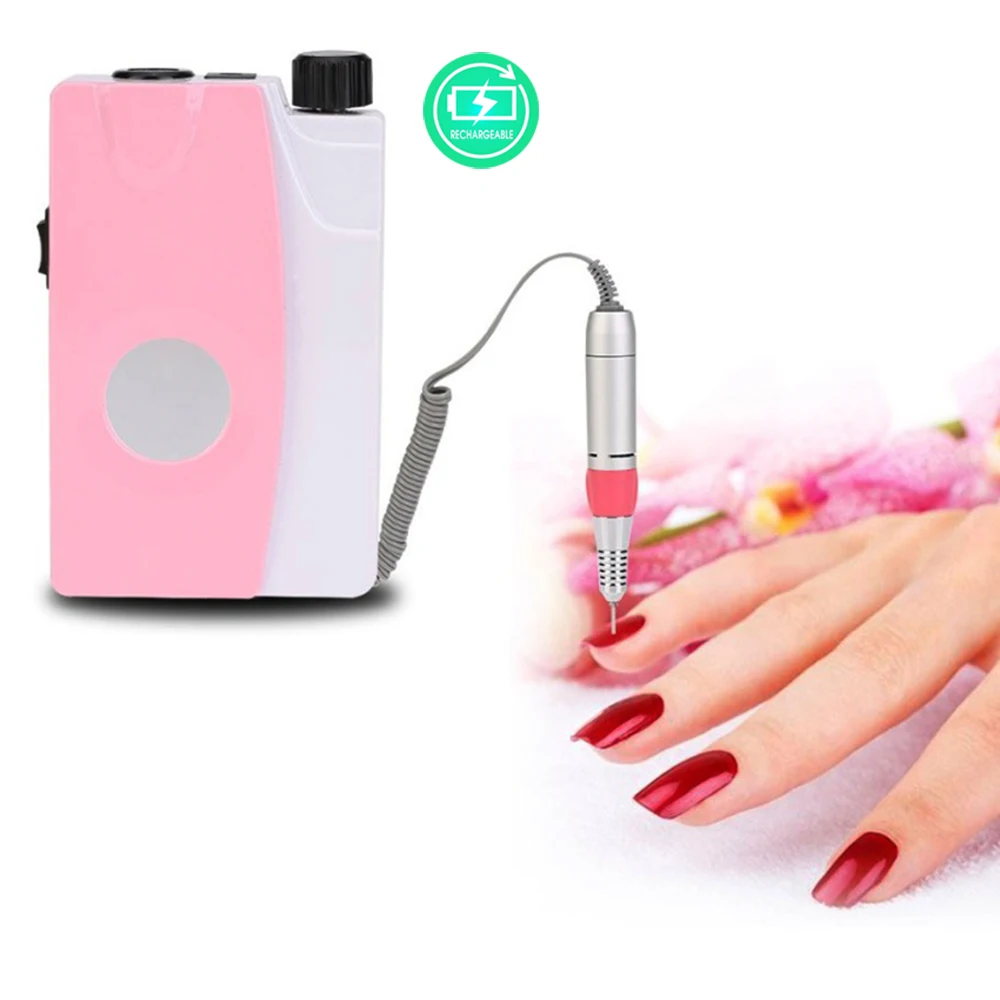 Pinkiou-máquina de perfuração de unhas, recarregável, ferramenta para manicure, lixa de unha com pontas de polimento