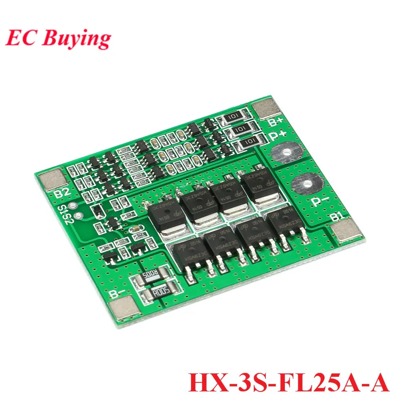 3S 11.1V 12.6V 12V 25A 18650 Lithium Lipo Cell Battery Charger Board Li-ion Battery Charging PCB BMS Protection Module Balanced