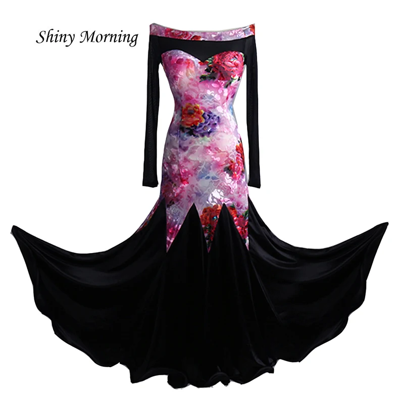 

Ballroom Dress Flower Print Standard Ballroom Dress Long Sleeve Ballroom Dresses China Flower Print Ballroom Dance Waltz Dresses