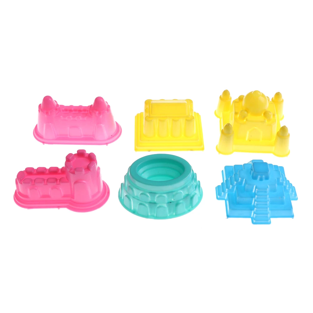 6Pcs/Set Portable Castle Sand Clay Novelty Beach Toys Model Clay For Moving Magic Sand Wholesale