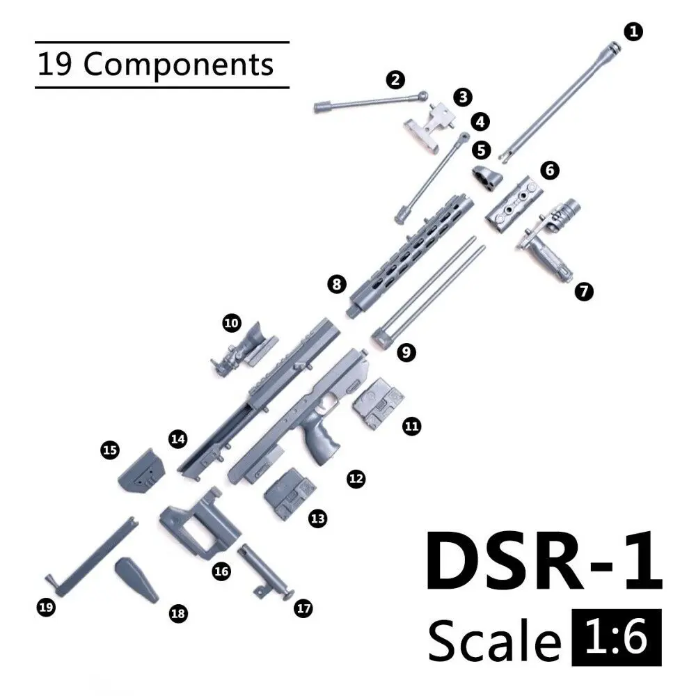 1/6 Scale DSR1 Rifle Gun Model Assembly Puzzles Building Bricks Gun Soldier Rifle Weapon For Action Figure