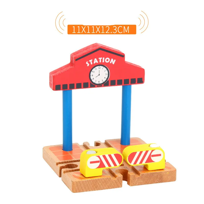 EDWONE -One Wood Railway Gas Station Clock Police Train Car Slot Railway Accessories Original Toy Kids Gifts Fit   BIRO