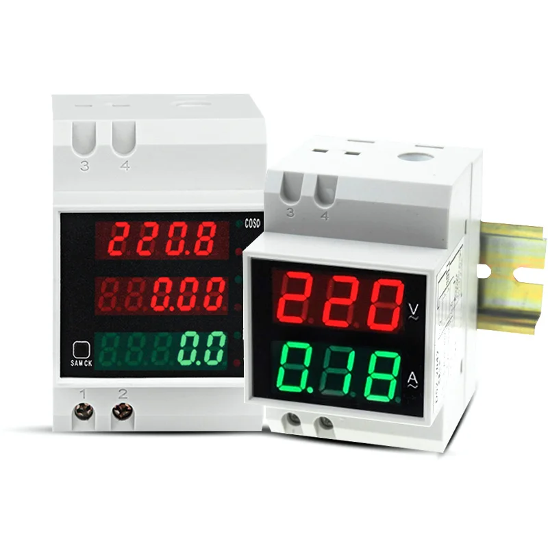 DIN-rail Multi-function Meter D52-2042 D52-2047 Digital LED Voltage Current Active Power Factor Energy Meter AC80-300V 100A