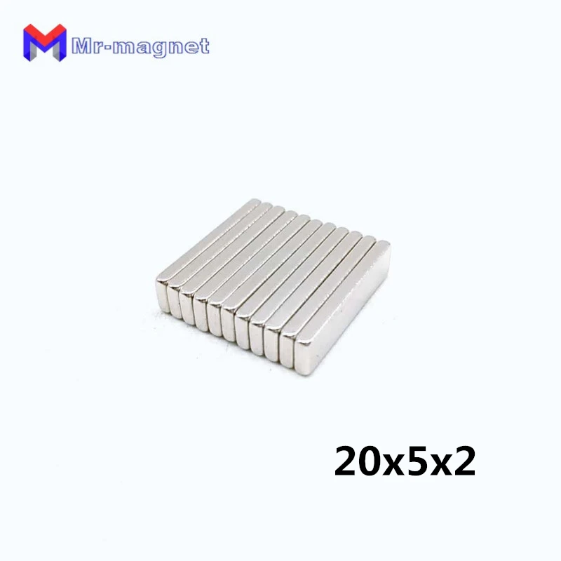 Magnet 200pcs 20x5x2mm Strong Block Cuboid Magnets Bulk Mini Small Magnetic Materials 20x5x2