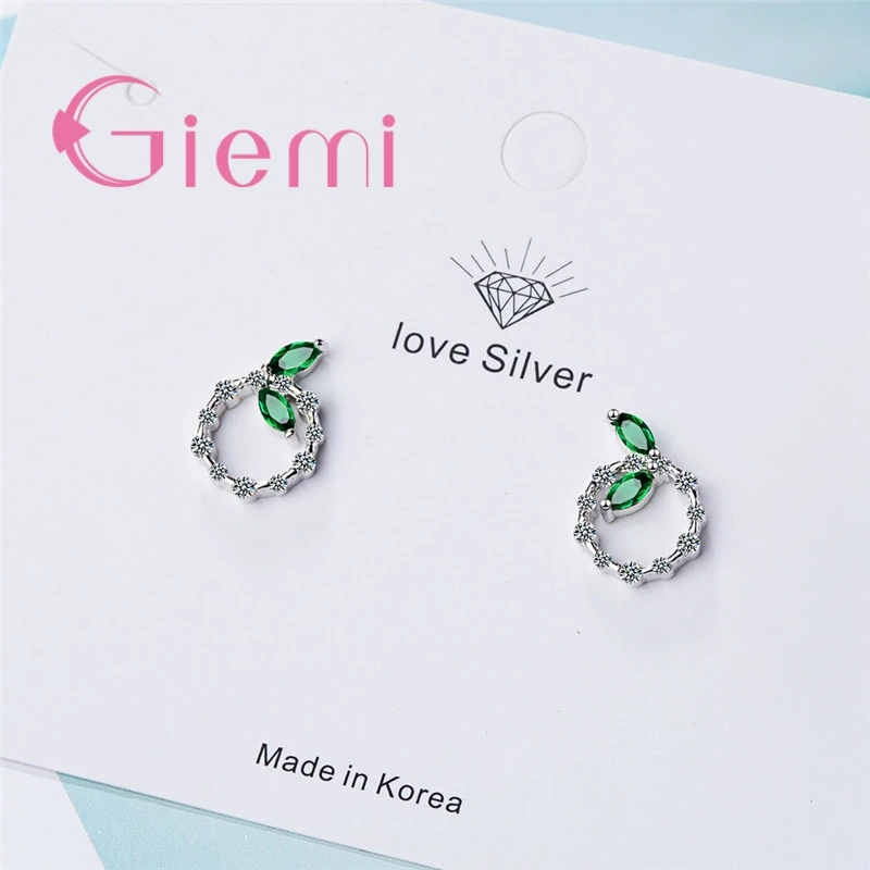 Hot Selling Genuine 925 Sterling Silver Round Shape Clear Cubic Zircon Crystal Women Female Stud Earrings Jewelry Factory Price