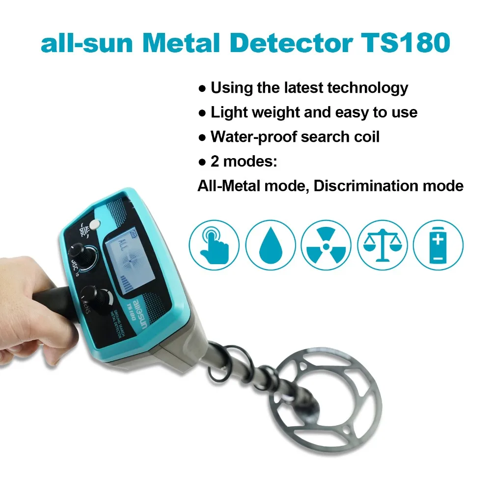 all-sun TS180 Waterproof Handheld Metal Detector Underground High Precision Small Type Archaeological Positioning Instrument