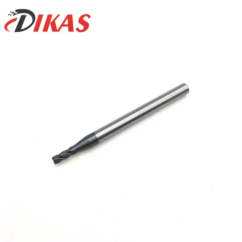 Dikas materiale d2.5 * D4 * 50L * 4F 45HRC Carburo di Piazza Estremità piatta Mill 4 flauto 2.5mm rivestimento nano uso per L'alta velocità fresatrice