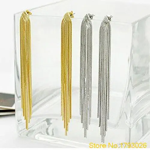 Party Cocktail Wedding Tassels Snake Chain Dangle Earrings Women Gold Linear Earrings 4TRV