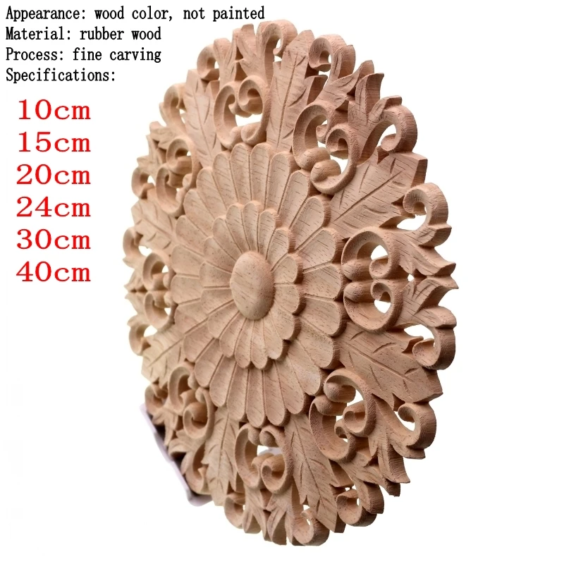 RUNBAZEF Boutique Lots Wood Carved Onlay Applique Unpainted Flower Walls Cabinets Door Vintage Home Decoration Accessories Decor