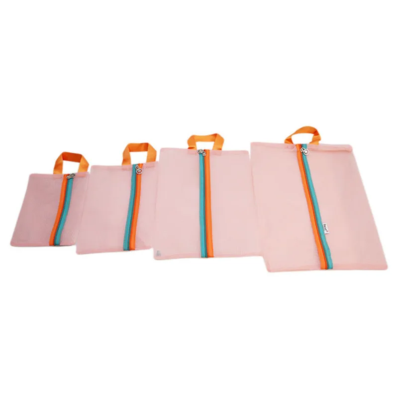 4 pz/set piccole donne maglia borsa cosmetica spazzolino da denti matita rossetto trucco organizzatore borsa trasparente pochette leggera