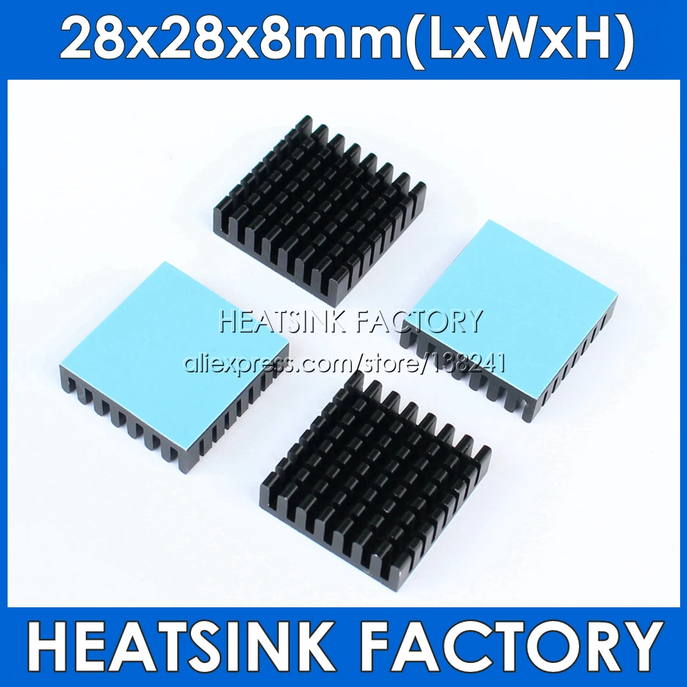 

28x28x8mm Aluminum Heatsink Radiator Cooling For Electronic Chip IC 3D printer Raspberry PI With Thermal Conductive Tape