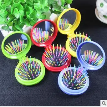 

Mini Foldable Rainbow Comb Massage Flip Air Sac Mirror Maker Up Hair Care & Styling Tools Hair Accessories HA019