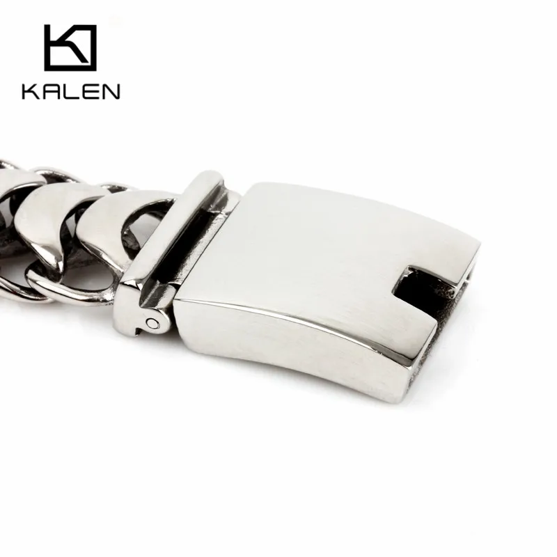 Kalen New High Polished Shiny Bracelets 19/20/22cm Stainless Steel Bike Link Chain Bike Chain Bracelets Fashion Male Accessories