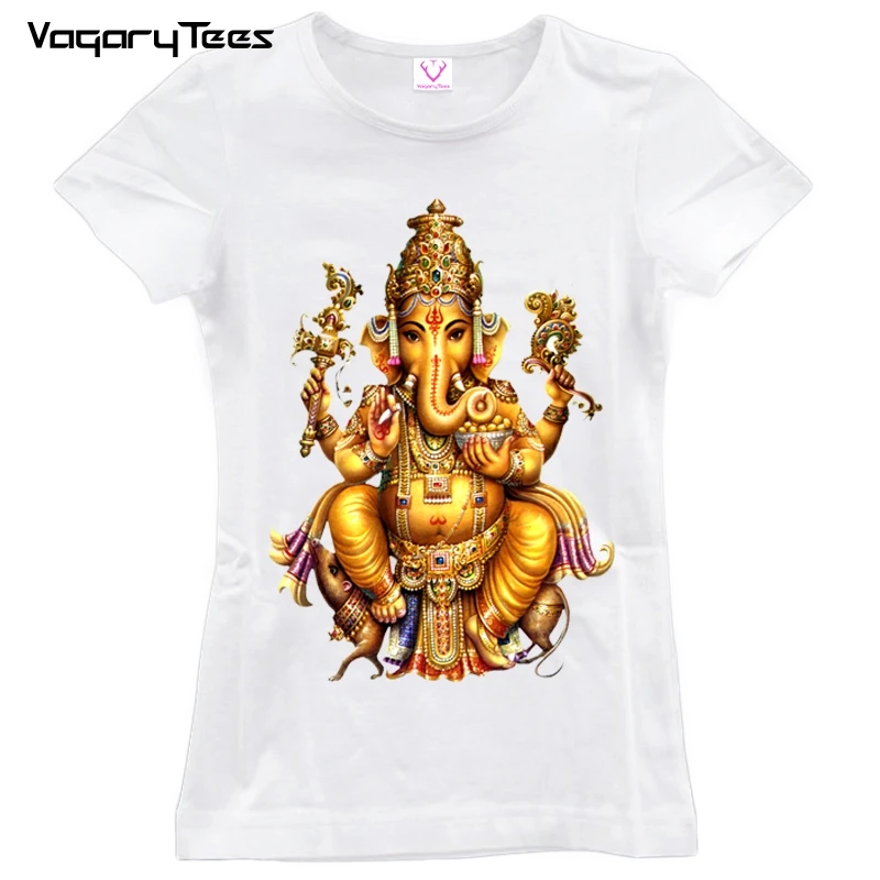 

2022 Summer Hindu God T Shirt Women Short Sleeve O-Neck India Ganesha tshirt Shiva The God Top Tee