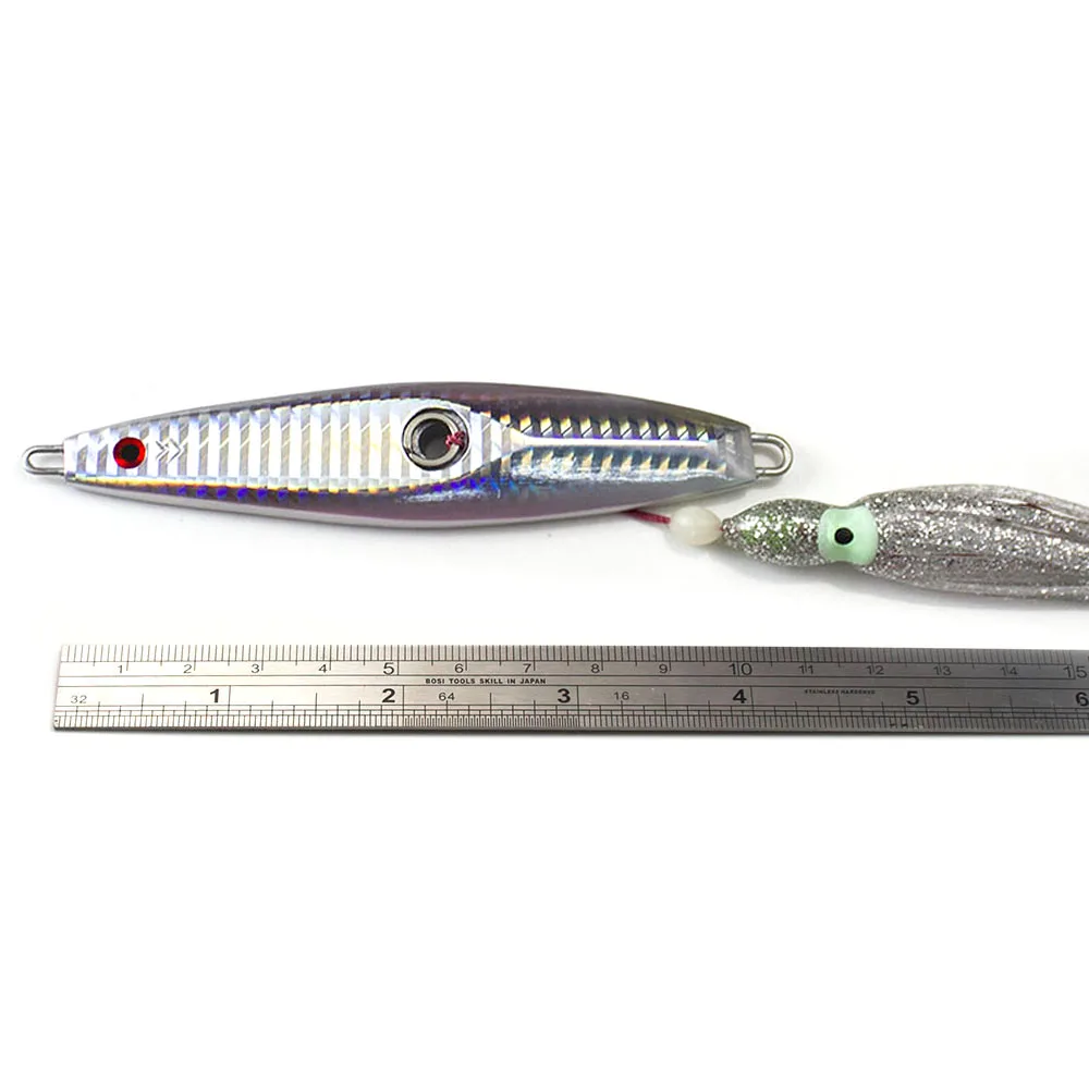 1PC, 135g 4.8oz Countbass Inchiku Jig With Octopus Assist Hook, Salty Rubber Jigs, Snapper Fishing Lures